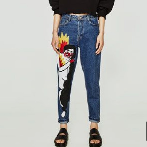 Zara | Jeans | Zara Trafaluc Denimwear Oil On Denim Mom Jeans | Poshmark